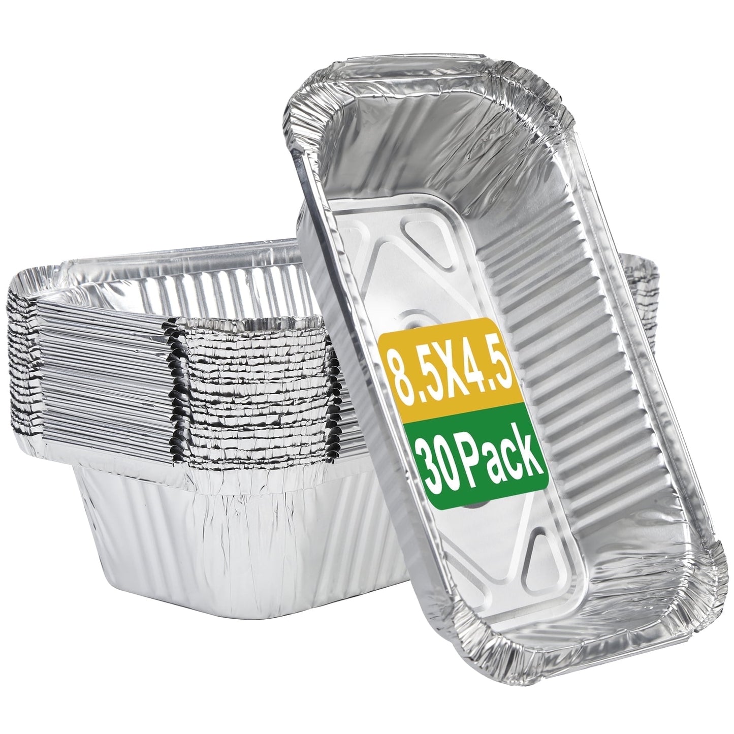 Treamon Aluminum Pans, Disposable Foil Cake Pans, 8.5" x 4.5" 30 Count