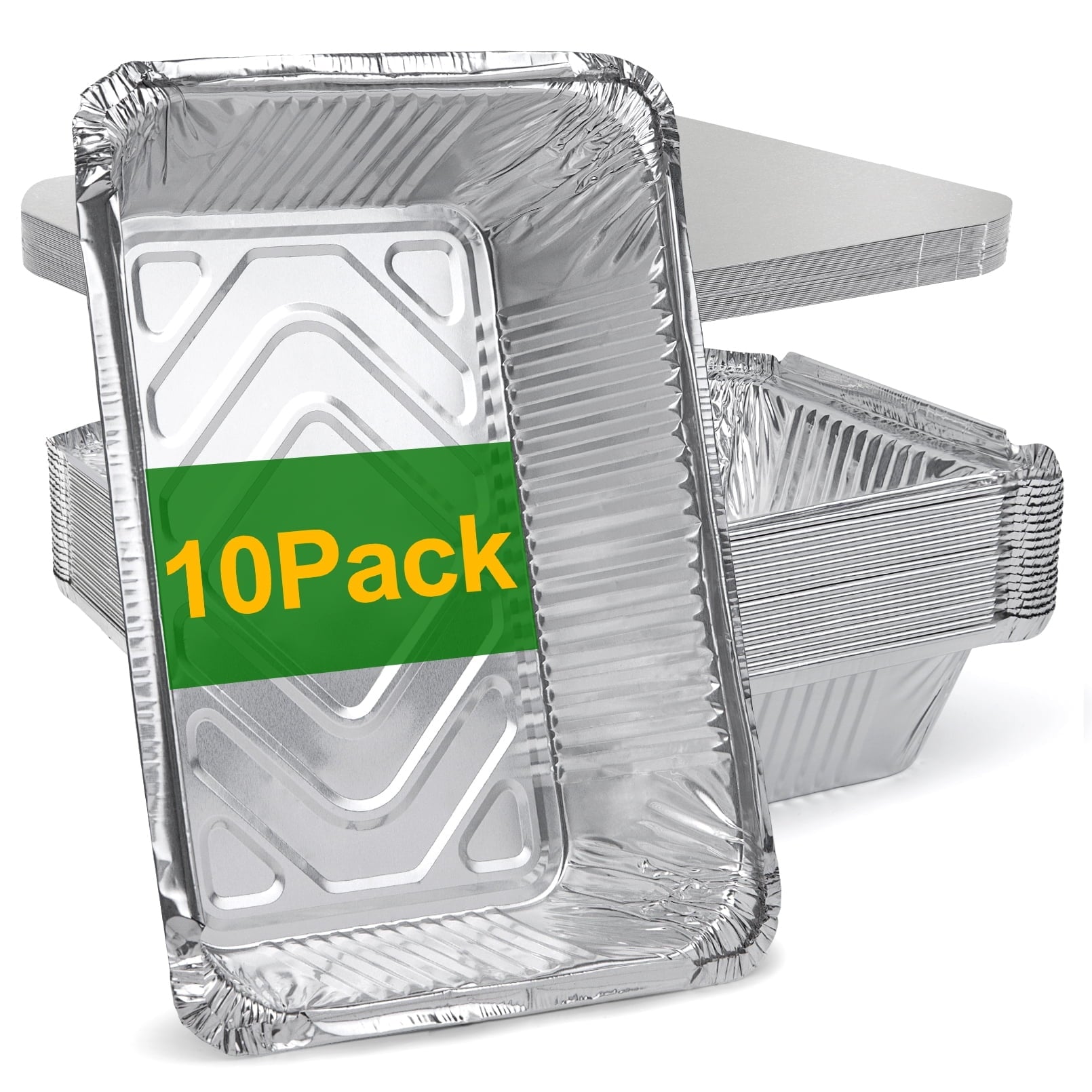 Aluminum Pans with Lids, 10 Pack 8.5" x 6" Disposable Foil Food Containers