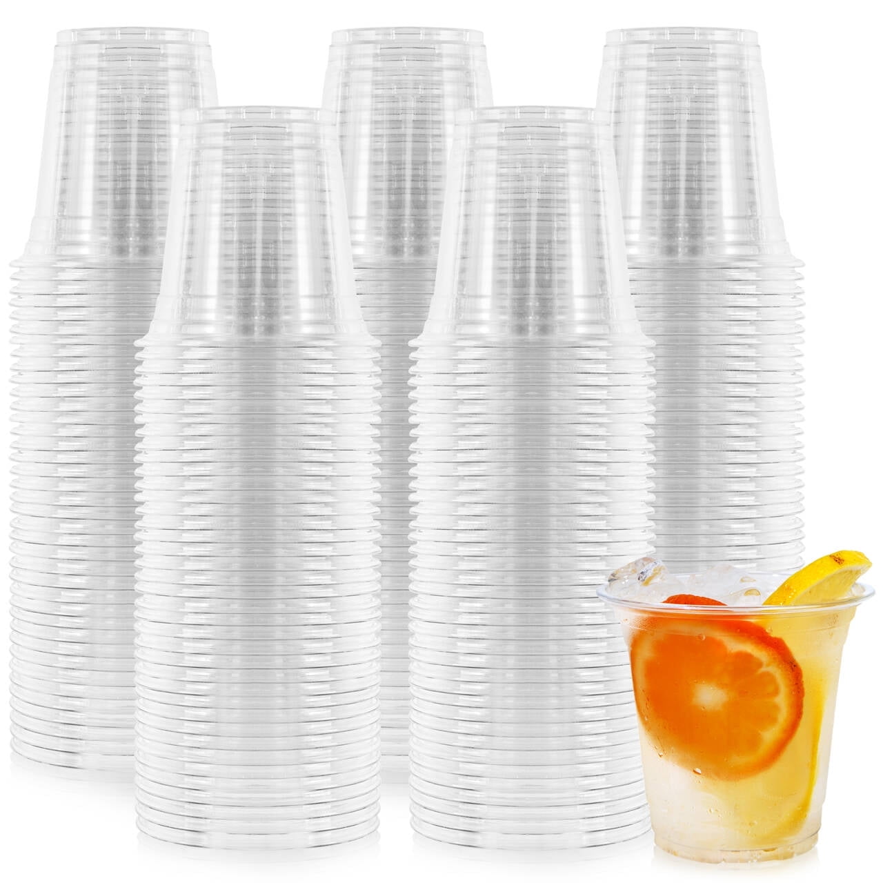 100 Pack Clear Plastic Cups, 12 oz Disposable Plastic Cups