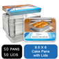 Treamon Aluminum Pans with Lids, Disposable Tin Foil Pans 8.5" x 6" 50 Count