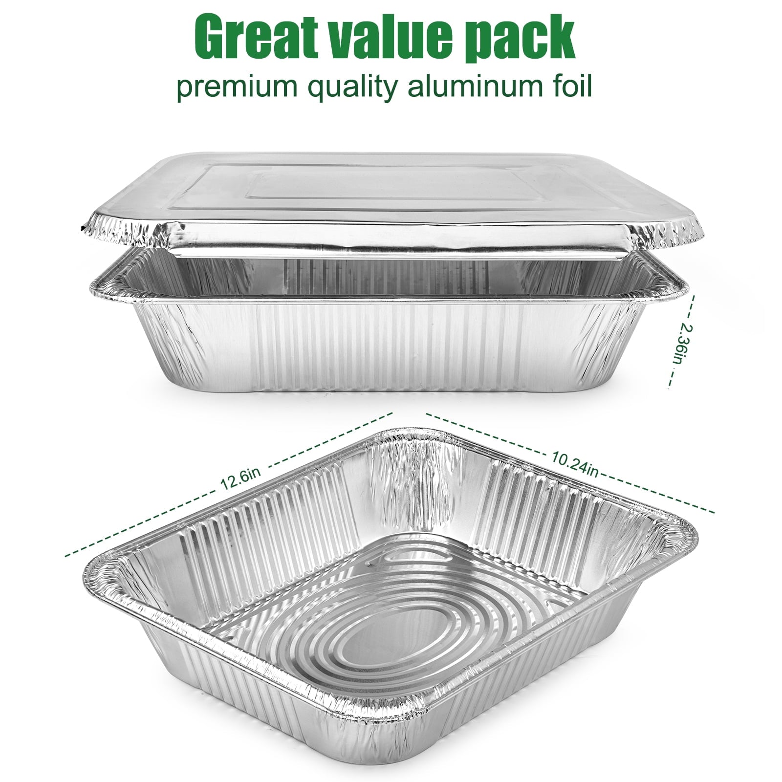 Treamon Aluminum Foil Pans with Lids, Disposable Tin Pans, 9" x 13" 20 Count