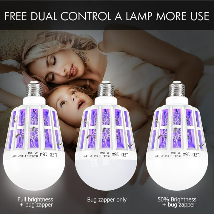 2 Pack Mosquito Light 2-in-1 LED Light bulb Bug Zapper Insect Killer Bulb Mosquito Lamp
