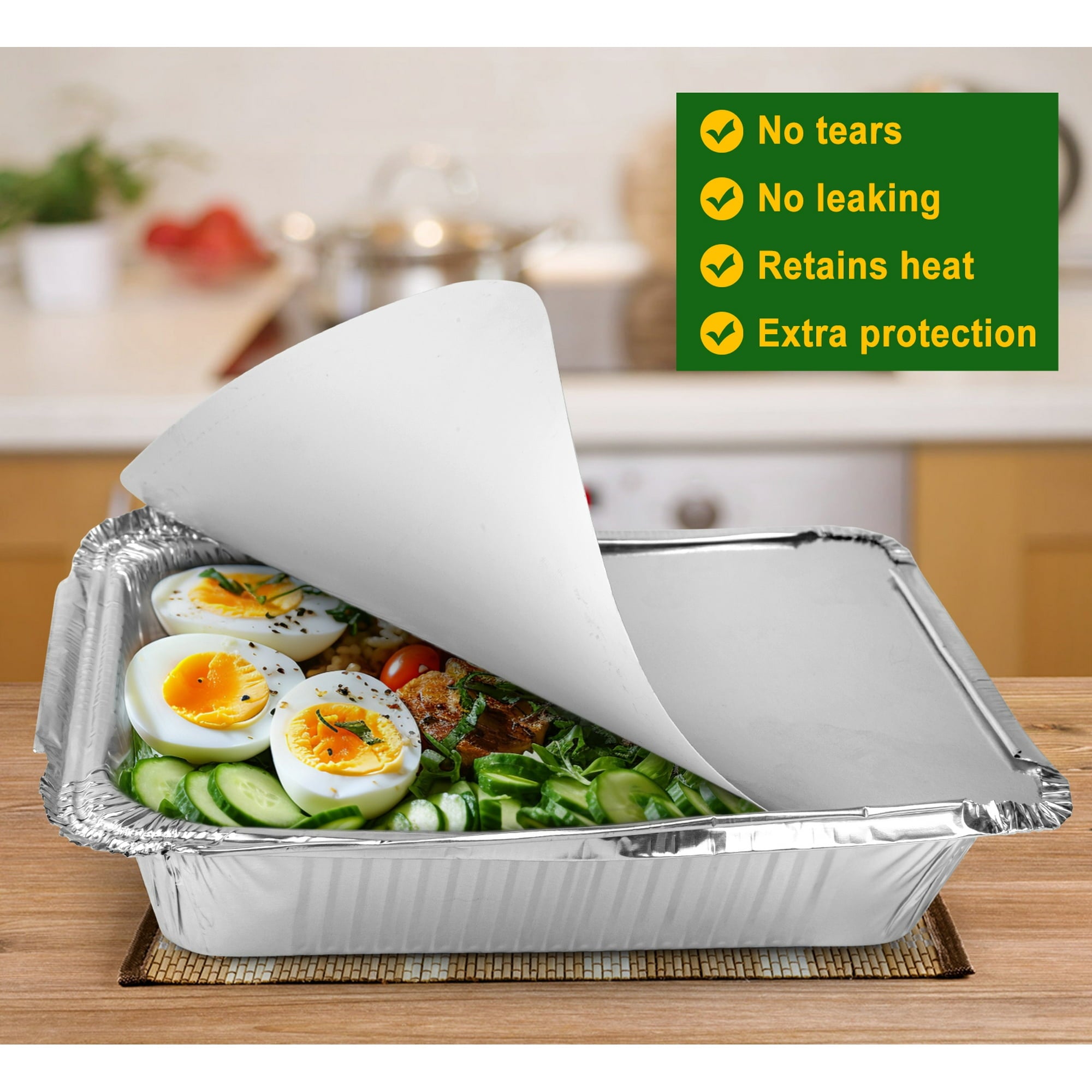 Treamon Aluminum Foil Pans with Lids 20 Pack 8.5" x 6" Tin Foil Disposable Pans