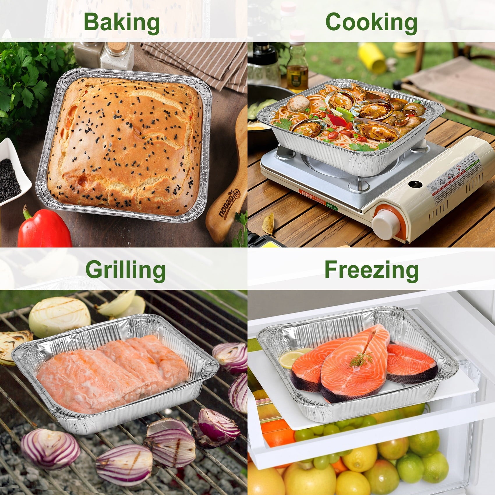 Treamon Foil Pans, Square Disposable Aluminum Pans, 8*8" 20 Count