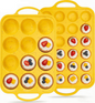 Treamon Mini Cupcake Pans, 24 Count Silicone Mini Muffin Pan Metal Reinforced Structured Bakeware 2 Pcs