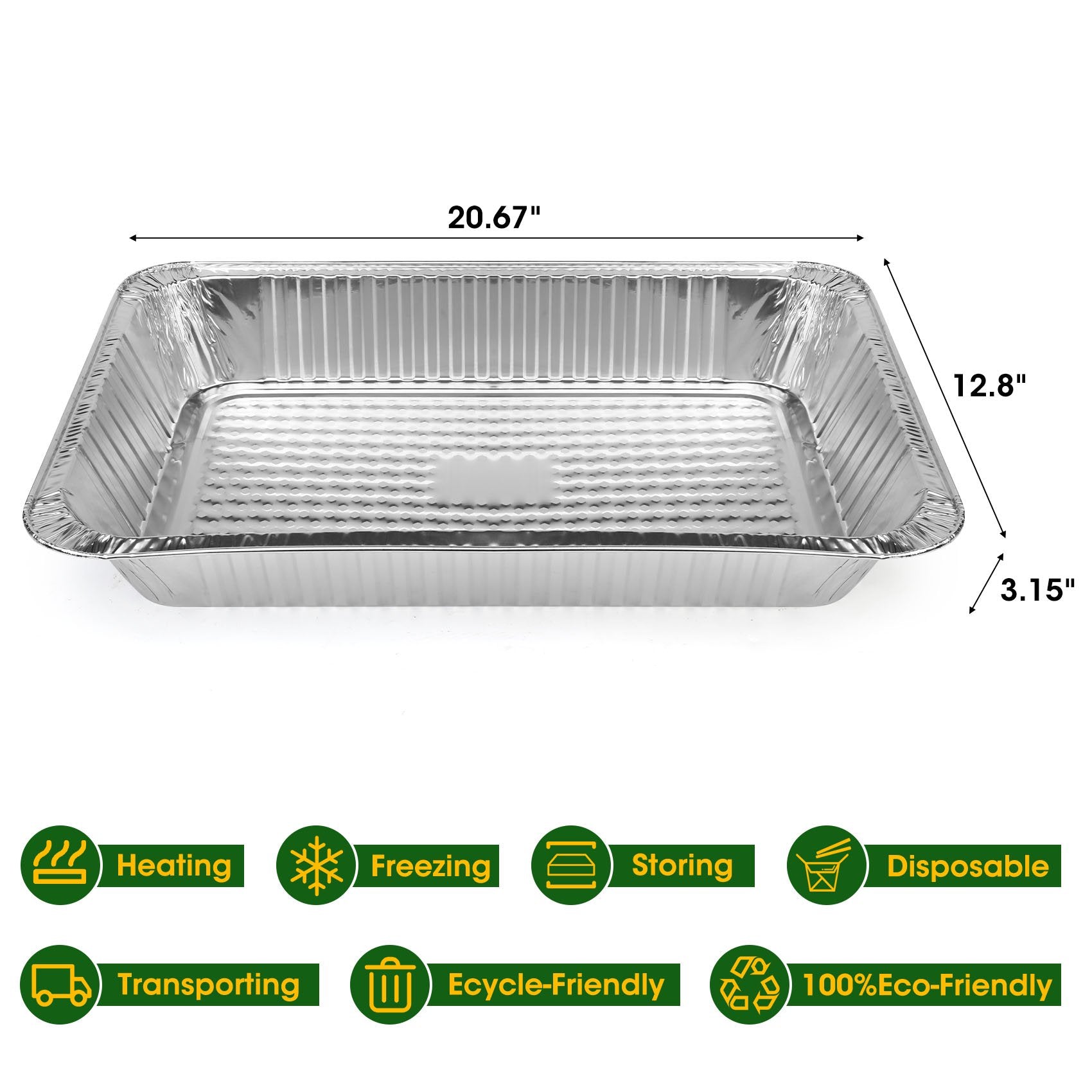 Treamon Aluminum Foil Pans with Lids, Disposable Tin Pans, 21" x 13" 10 Count