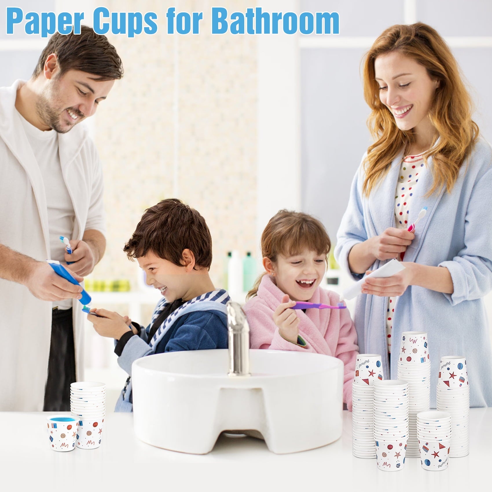 Treamon Small Mouthwash Cups, Everyday Disposable Paper Bathroom Cups, 3 oz, 600 Count