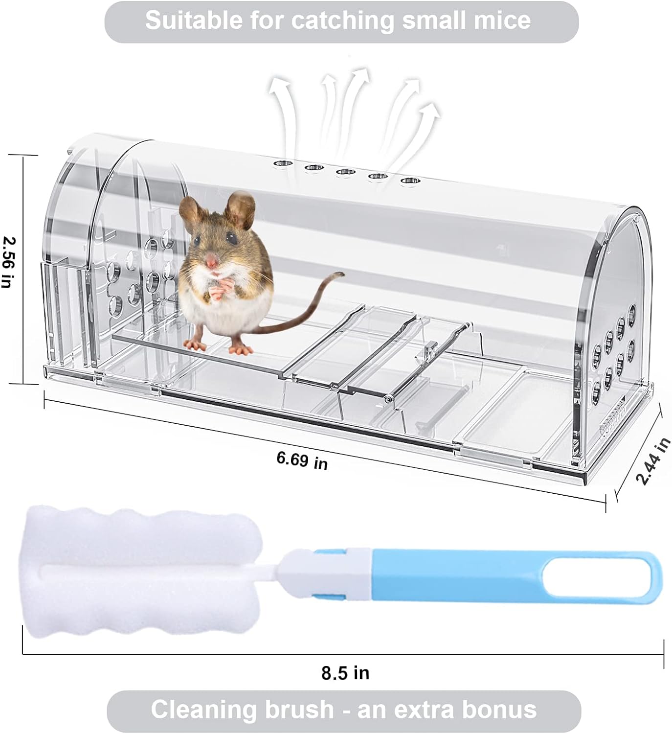 4 Pcs Humane Mouse Trap, Catch and Release Mouse Traps That Work, Mice Trap No Kill for mice, Outdoor Catcher Non Killer Small Mole Capture Cage