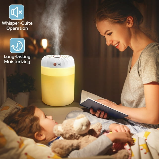 Treamon Mist Humidifiers for Baby Bedroom, 3L Top Fill Cool Mist Humidifiers for Home with Cycling 7 Color Lights, Auto Shut-ioff