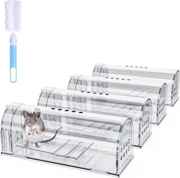 4 Pcs Humane Mouse Trap, Catch and Release Mouse Traps That Work, Mice Trap No Kill for mice, Outdoor Catcher Non Killer Small Mole Capture Cage