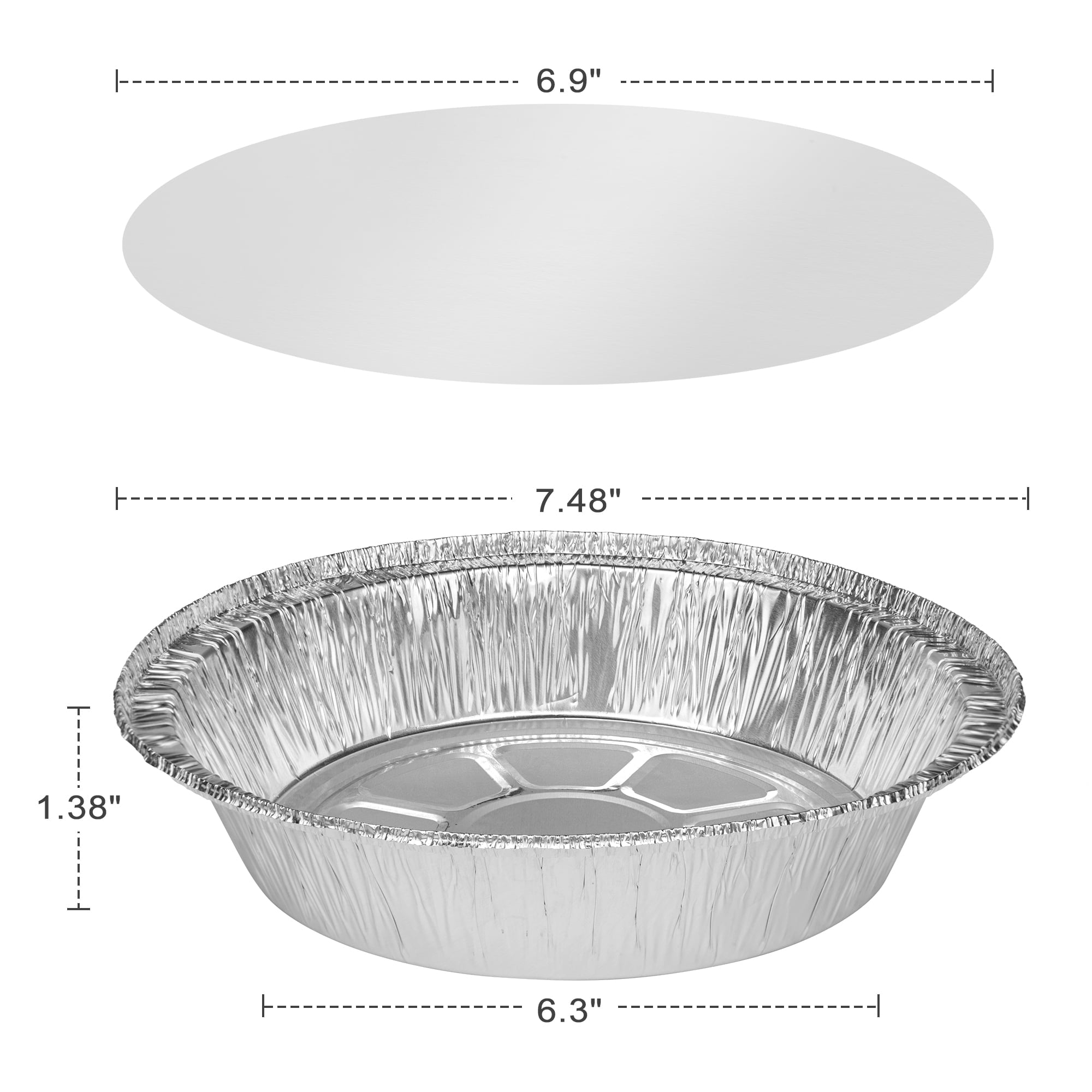 Treamon Round Aluminum Foil Pans, Disposable Containers with Lids, 7” 50 Count