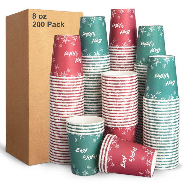 Treamon Paper Hot Cups Disposable Cups, 8 oz 200 Count