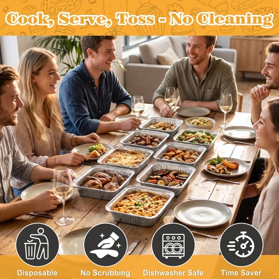 Treamon Disposable Aluminum Foil Pans, Square Aluminum Pans, 8*8" 50 Count