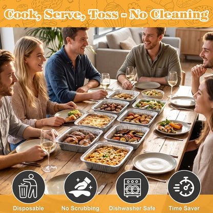 Treamon Disposable Aluminum Foil Pans, Square Aluminum Pans, 8*8" 50 Count