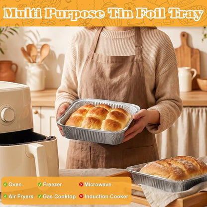 Treamon Disposable Aluminum Foil Pans, Square Aluminum Pans, 8*8" 50 Count