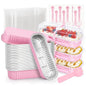 Treamon Aluminum Mini Loaf Pans, Aluminum Foil Pans with Lids and Spoons Sealing Sticker, 6.8 oz 50 Pack Rectangular Cake Pans Baking Pan, Pink