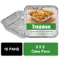Treamon Aluminum Pans, Square Disposable Foil Pans, 8*8", 10 Count