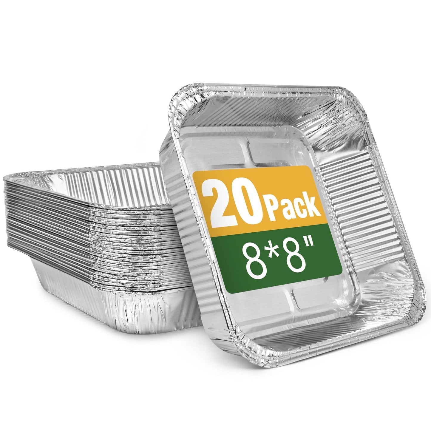 Treamon Aluminum Pans, Square Disposable Foil Pans, 8*8" 20 Count