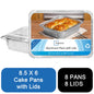 Treamon Aluminum Pans with Lids, Disposable Tin Foil Pans 8.5" x 6", 8 Count