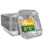 Treamon Aluminum Pans, Square Disposable Tin Foil Pans, 8*8" 50 Count