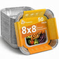 Treamon Disposable Aluminum Foil Pans, Square Aluminum Pans, 8*8" 50 Count