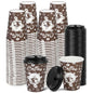 Treamon Paper Cups with Lids Disposable Cups 12 oz 100 Count