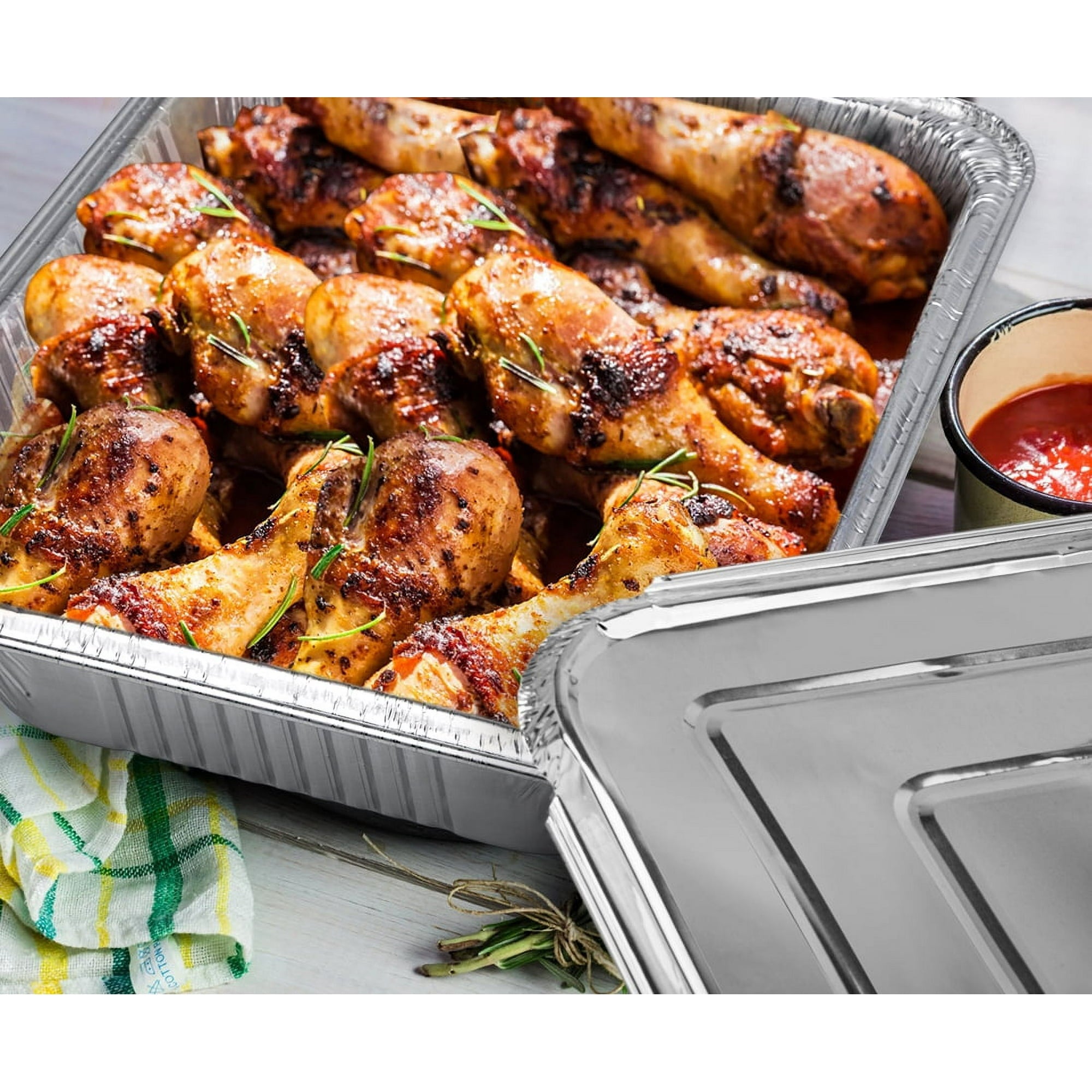 Treamon Aluminum Pans with Lids, Disposable Foil Pans, 9" x 13" 10 Count