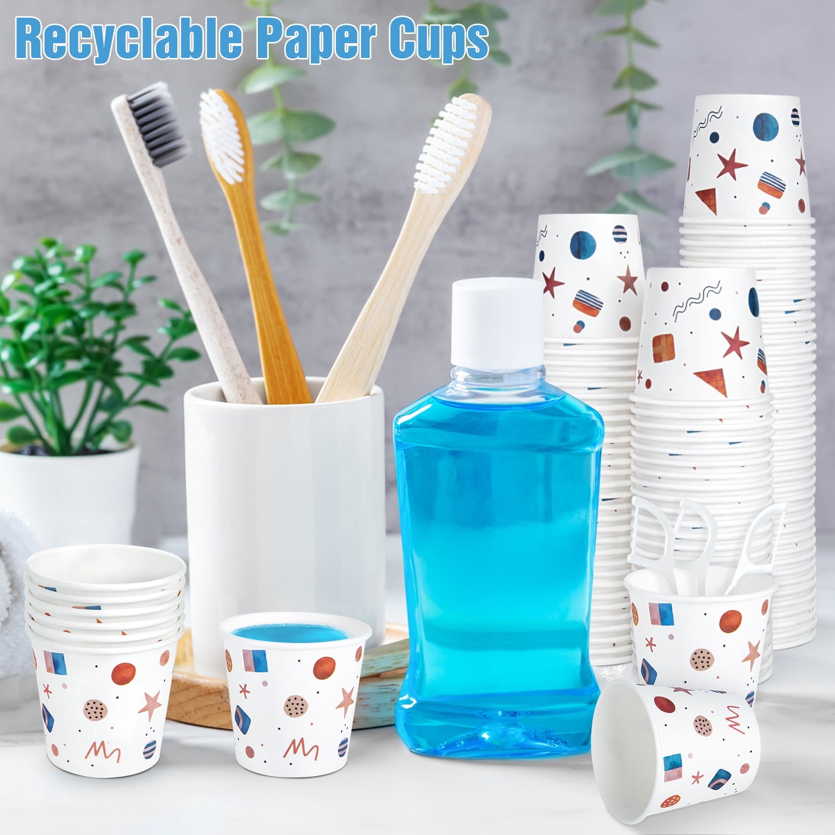Treamon Small Mouthwash Cups, Everyday Disposable Paper Bathroom Cups, 3 oz, 600 Count