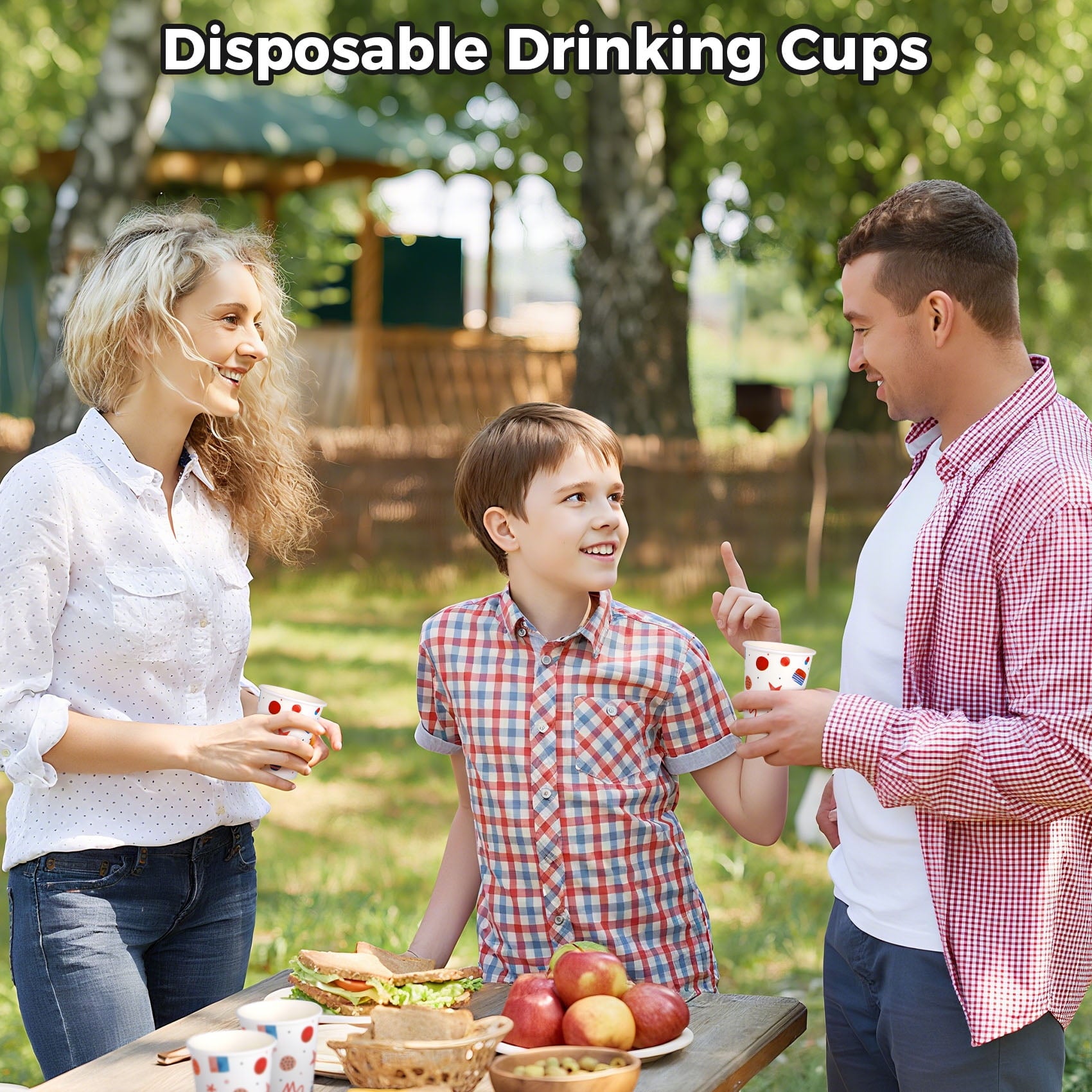 Treamon Paper Cups Disposable Coffee Cups Colorful Hot Cold Beverage Drinking Cups, 8 oz 200 Count