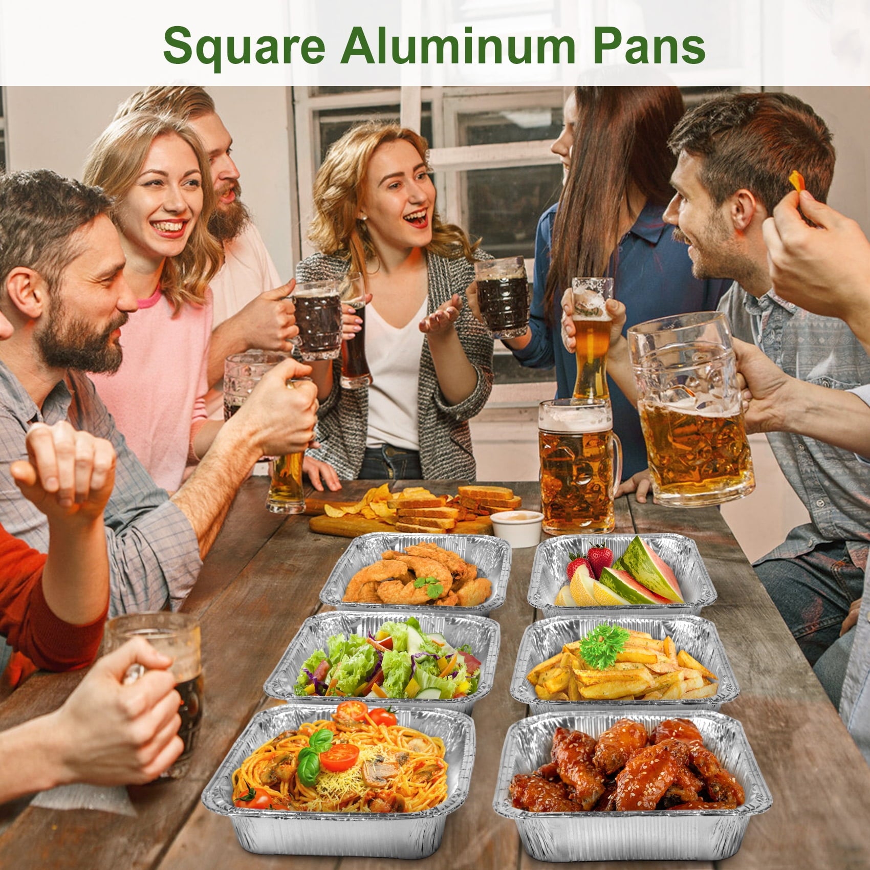 Treamon Foil Pans, Square Disposable Aluminum Pans, 8*8" 20 Count