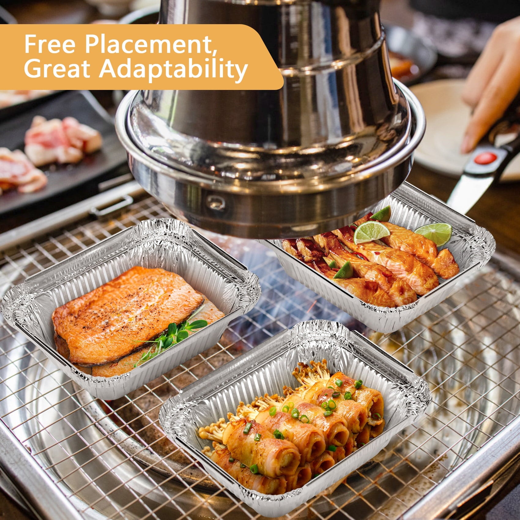 Treamon Aluminum Pans with Lids, Disposable Foil Tray with Lid, 5" x 4" 50 Count