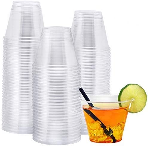 100-Pack 9 oz Plastic Clear Cups | Value Pack Of Disposable Party Cup Tumblers