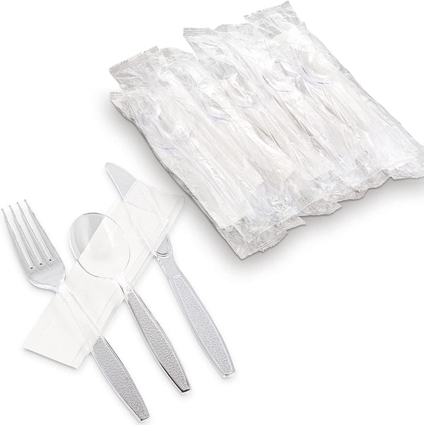 Plastic Silverware Set, 192 Count Heavy Weight Clear Plastic Cutlery Set, Disposable Flatware Plastic Utensils Set