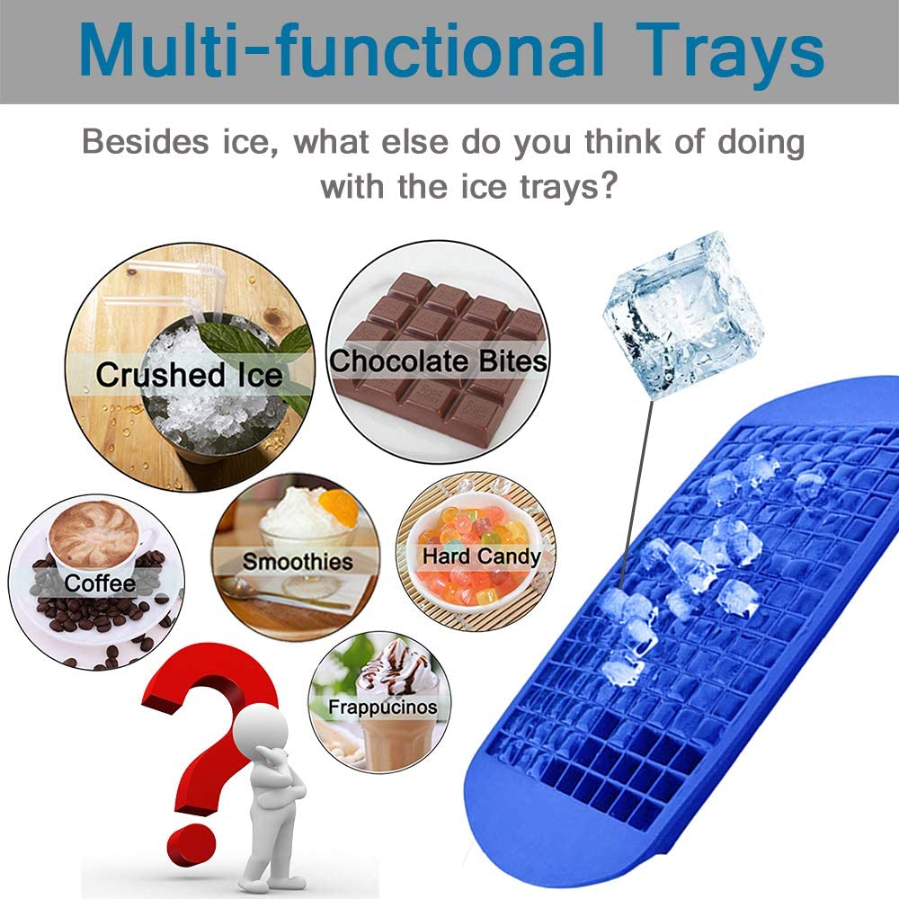 Silicone Ice Tray Easy-Release Flexible Ice Cube Molds for Cocktail,  Whiskey,Chocolate, BPA Free - black+blue 