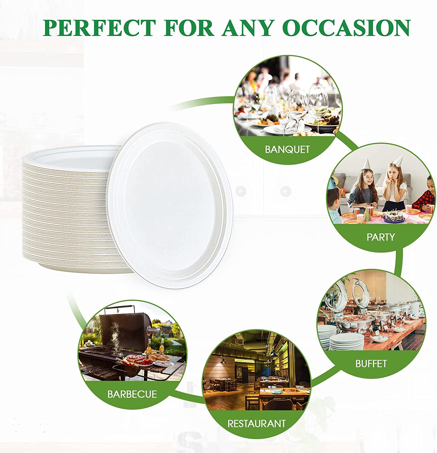 8.5 inch Light-Weight Paper Plates by GP PRO 500 Count
