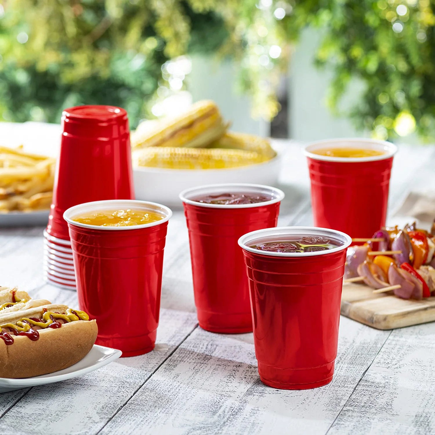 Party On Disposable Plastic Cups, Red, 18 Ounce, 30 Count