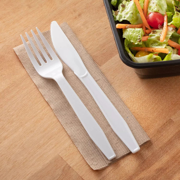 Plastic White Knives, Heavyweight Practical Disposable Cutlery, Great For Home, Office, Take-out Fast Food, Outdoor Events, Or Every Day Use